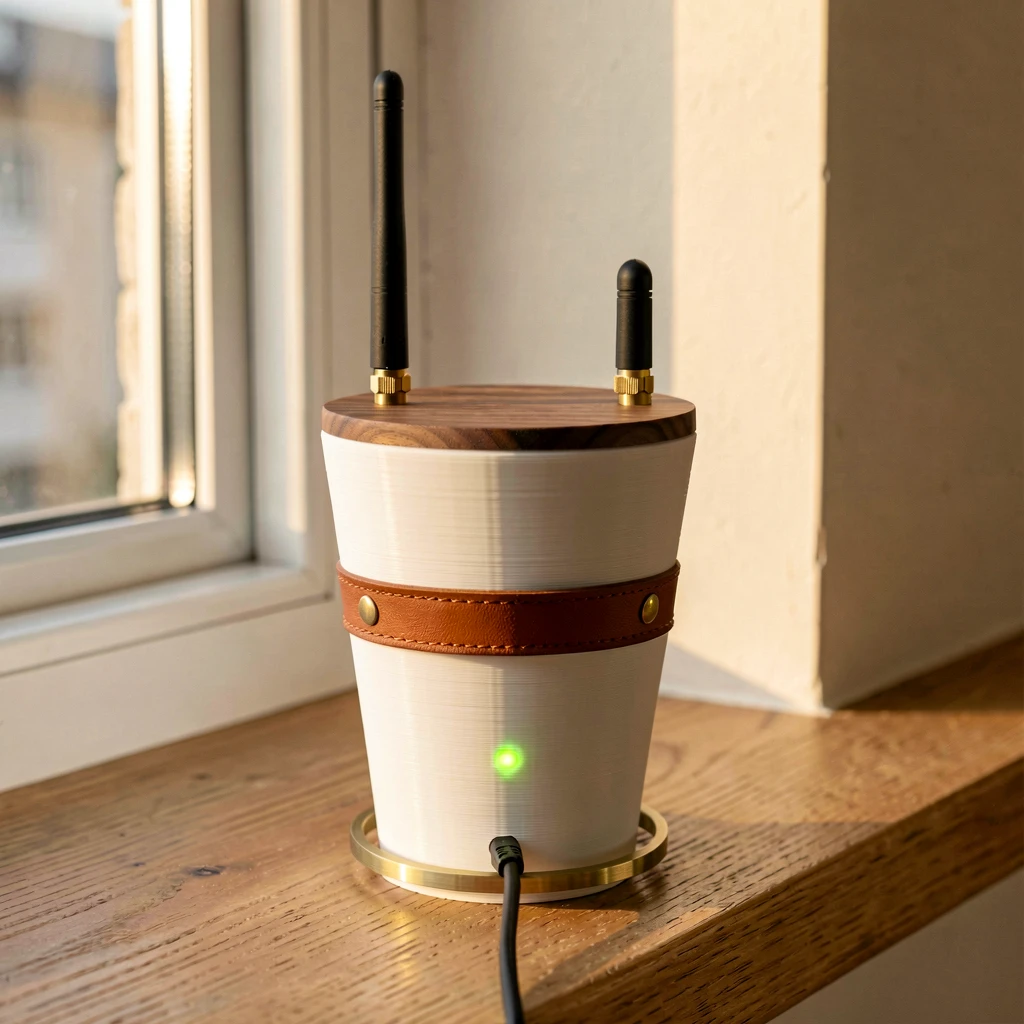 Basstation för Amulet — placeras i hemmet